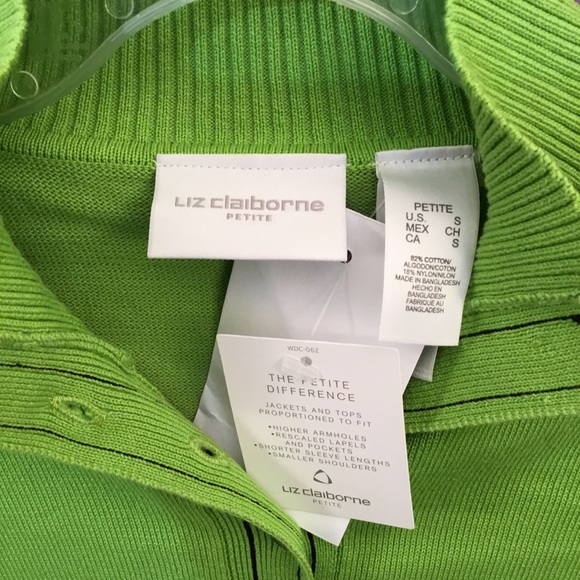 Liz Claiborne knit blouse, size SP, NWT, button sleeves, cotton, stretch - Picture 2 of 3